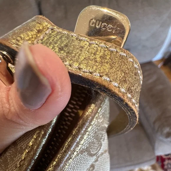 Gucci GG Canvas Metallic Gold Crossbody Bag - Picture 9 of 16